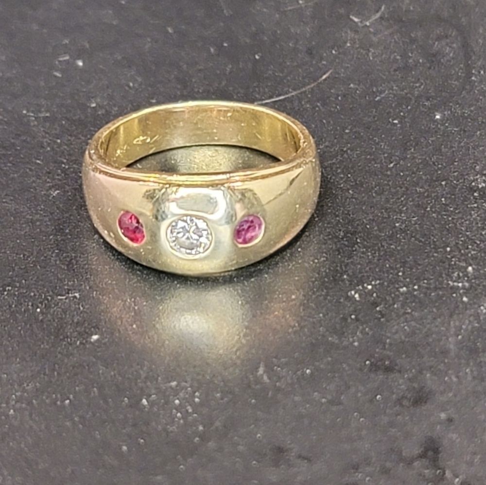 Marked ~ 14k GOLD ~ Natural Diamond 💎 & 2 Nice (Natural ?) Rubies ~ 5 grams Tot - Picture 4 of 16